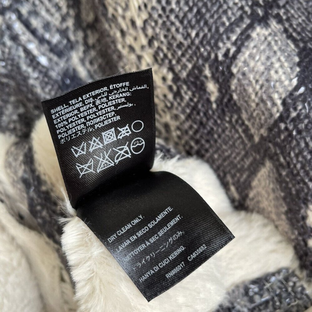 Bebe Gray Snake Print Sherpa Lined Jacket Zipper Detail - Picture 8 of 8